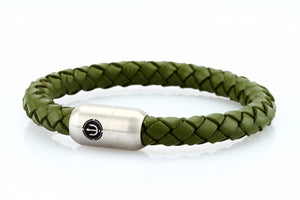bracelet-man-Bootsmann-8-Neptn-Leder-TRIDENT-STAHL-laurel-green