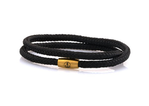 neptn women bracelet JUNO Anker Gold double 4 schwarz rope