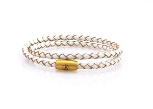 neptn women bracelet JUNO Anker Gold double 4 white leather