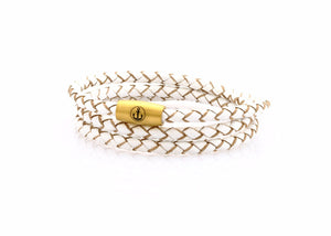 neptn women bracelet JUNO Anker Gold Triple 4 white leather