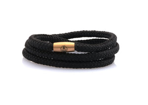 neptn women bracelet JUNO Anker Rosegold Triple 4 schwarz rope